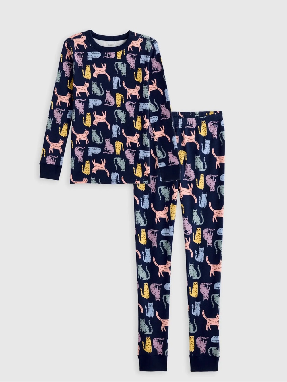 NWT Quince Navy Cat Print Pajama Set - Multicolor 12
